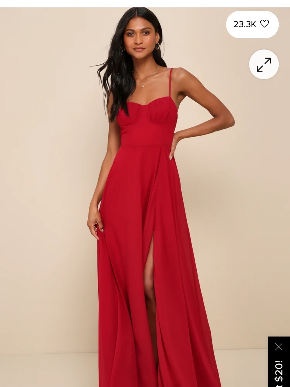 Lulu's Red Spaghetti-Strap Prom Gown